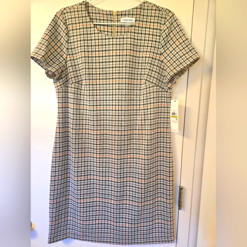 Calvin Klein Plaid Dress - Black, White, Pink